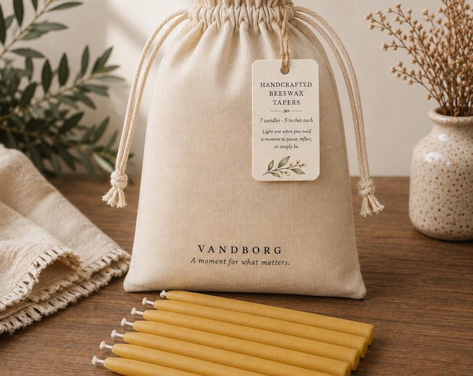 Set of 7 Handcrafted 100 % Beeswax Tapers – 5" Mini Candles