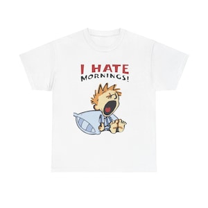 Camiseta vintage de gran tamaño con la frase "Odio las mañanas", camiseta retro con dibujos animados, camiseta holgada con gráficos, camiseta vintage, camiseta de moda, Y2K, camiseta vintage de los años 90