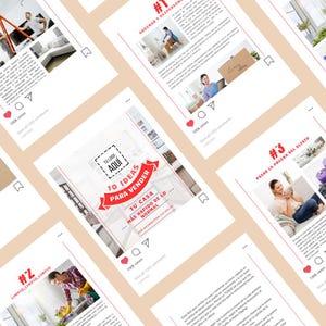 Puede incluir: Una serie de publicaciones estilo Instagram con consejos de home staging. Las publicaciones presentan imágenes y texto en español, con títulos como "10 ideas para vender tu casa más rápido" y consejos sobre limpieza y orden.
