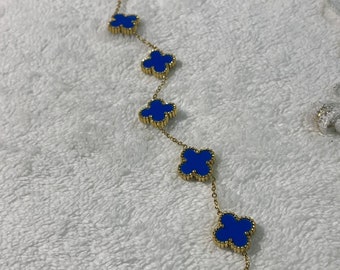 Bracelet trèfle à quatre feuilles, bracelet inestimable, trèfle à 4 feuilles porte-bonheur rare, bracelet Van Cleef, pierre précieuse, acier inoxydable, bijoux de qualité