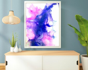 Impresión abstracta Cosmo azul y rosa