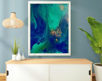 Decoración abstracta azul y verde