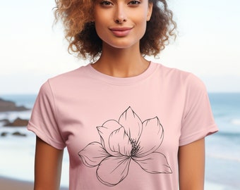 T-shirt à fleurs de magnolia : t-shirt unisexe doux
