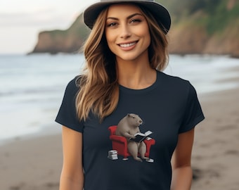 Reading Capybara T-Shirt: Book Lover Gift