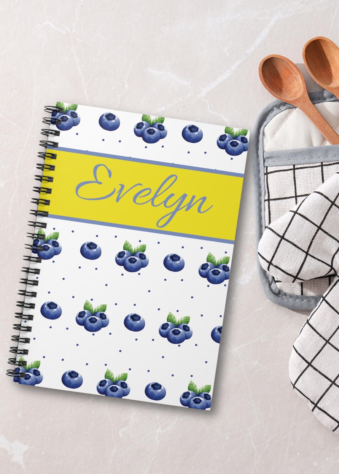 Personalized Blueberry Spiral Notebook, Student Stationery - Etsy