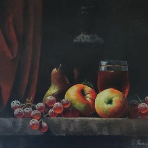 Dutch Oil Painting on Canvas, Fruits on the Table, Wine Still Life, Framed/Unframed Artwork