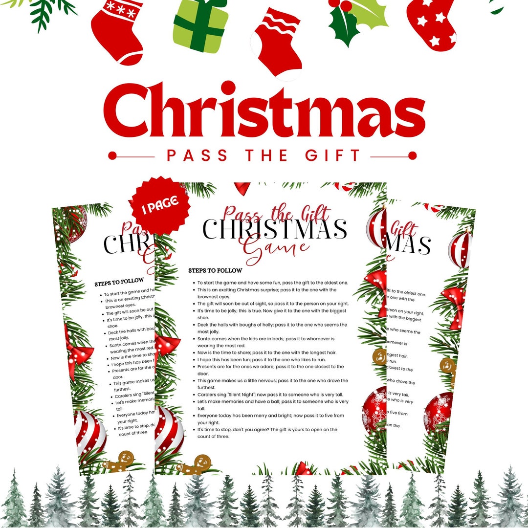 Christmas Pass the Gift Game, Printable for Office Parties &amp; Family ...