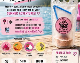 Picnic Drink Pouches | Frose, Wine Slushie, Cocktail Mixes (Alcohol Not Included)