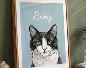 Custom Pet Portrait From Photo, Personalised Dog Illustration, Custom Dog Art Print, Pet Memorial Gift, Dog Mom Present, Cat Lover Gift