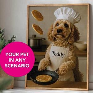 Portrait d'animal de compagnie personnalisé, cadeau pour propriétaire d'animal de compagnie, oeuvre d'art personnalisée pour chien ou chat, cadeau unique pour les amoureux des animaux de compagnie, art mural de cuisine, cadeau de fête des mères,