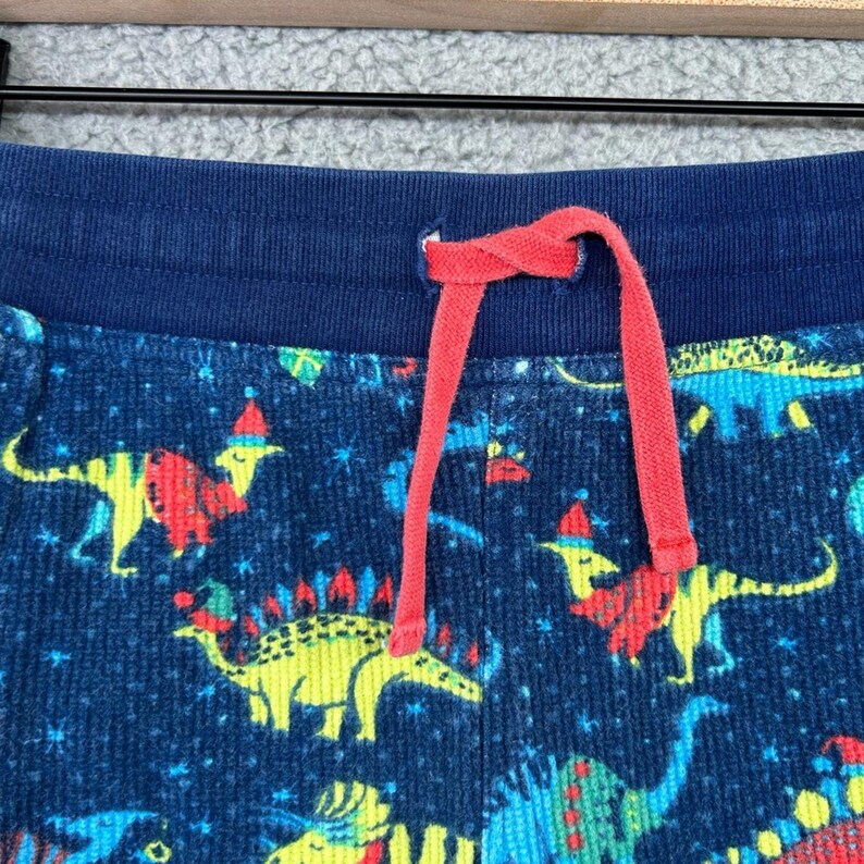 AMAZING ribbed chubbies Navy Dino Print Flat Front Shorts with Red Drawstring image 3