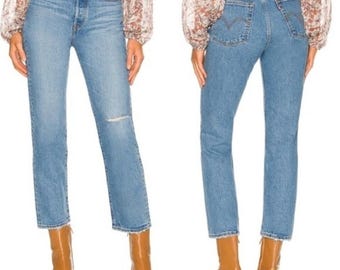 NWT Levis lichtblauwe WEDGIE-jeans met rechte pijpen 32 in