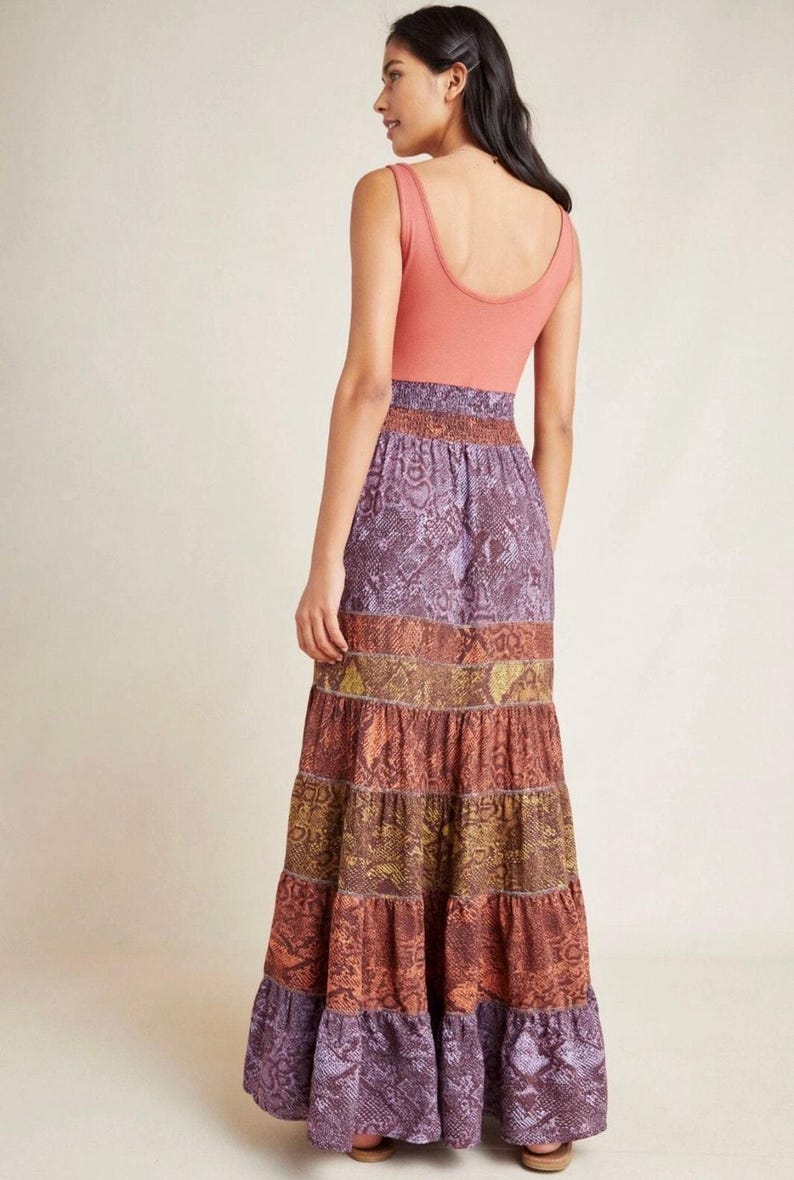 Anthropologie x Colima tiered, pleated, snake print maxi tank dress (XL) SOLD OUT! image 2
