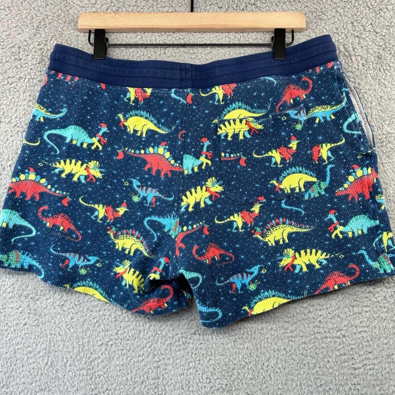 AMAZING ribbed chubbies Navy Dino Print Flat Front Shorts with Red Drawstring image 5
