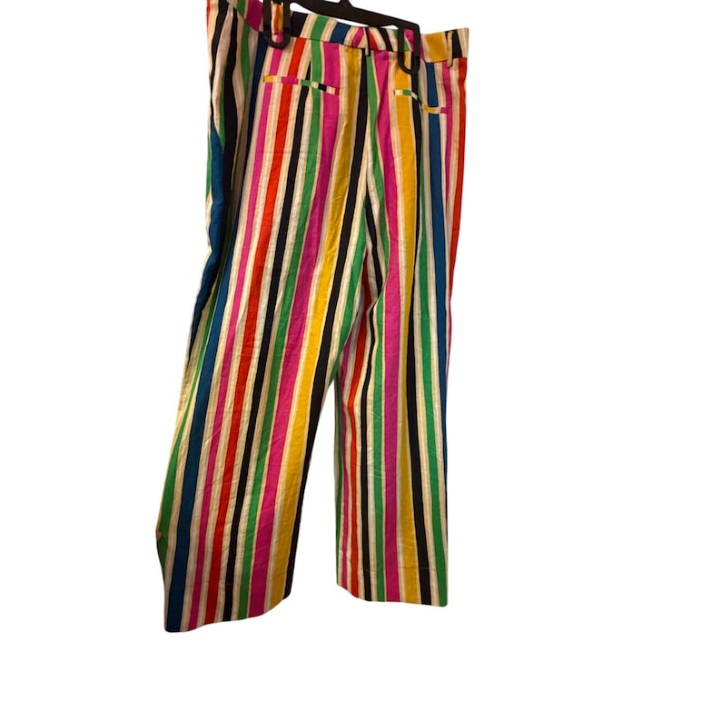 NWT Farm Rio x Anthropologie wide leg rainbow striped linen pant XL image 8