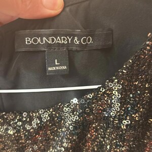 VTG Anthropologie / Boundary & Co. gold sequin mini dress with open panel, mesh back GORGEOUS image 6