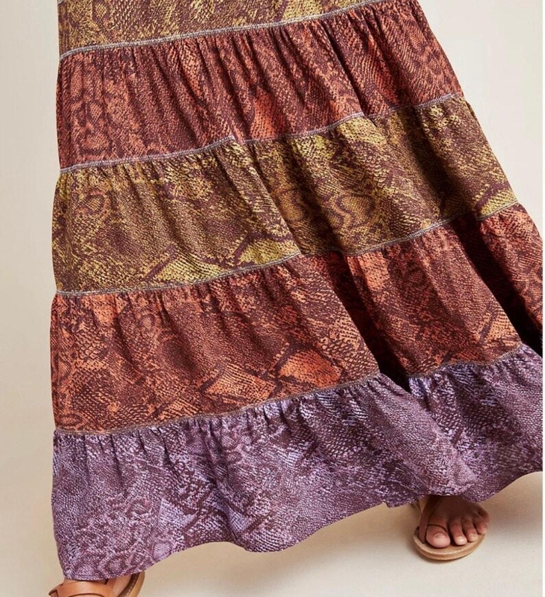Anthropologie x Colima tiered, pleated, snake print maxi tank dress (XL) SOLD OUT! image 4