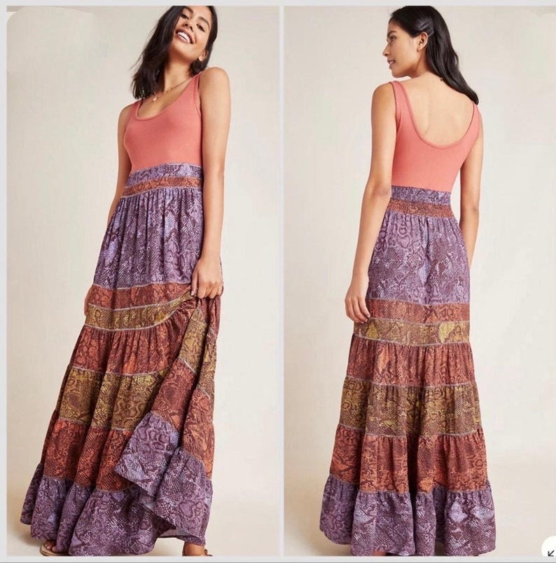 Anthropologie x Colima tiered, pleated, snake print maxi tank dress (XL) SOLD OUT! image 1