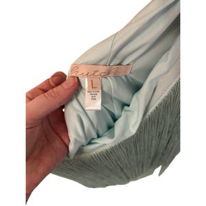 NWOT Hutch x Anthropologie one shouldered fringe mini dress in MINT sz L image 10