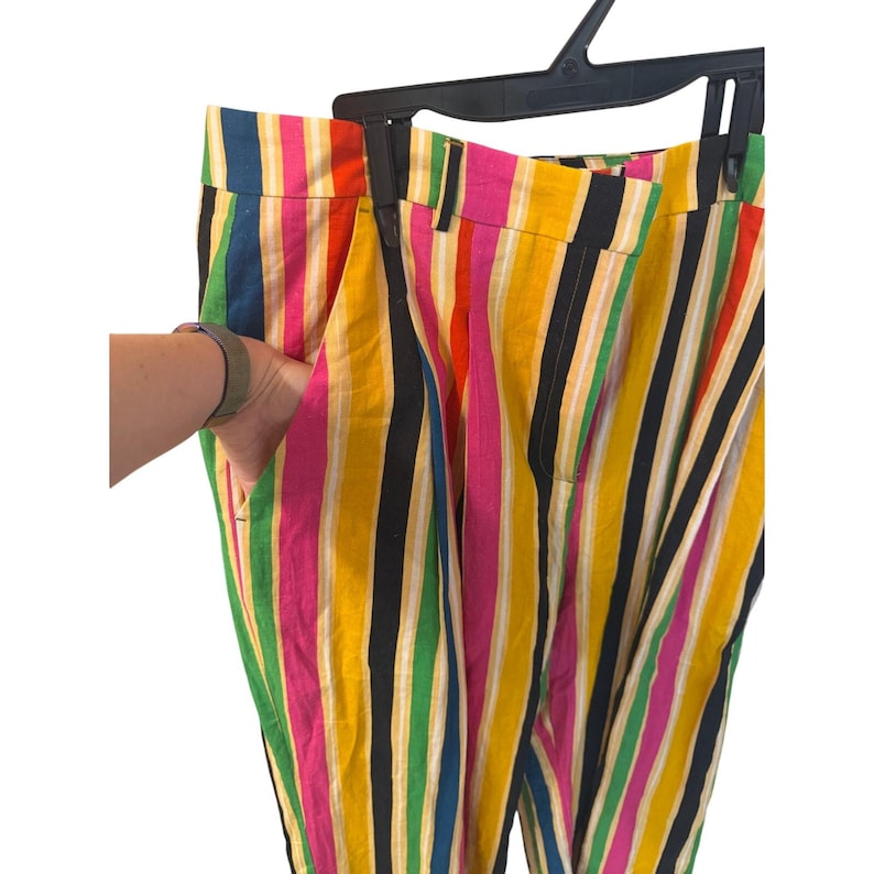 NWT Farm Rio x Anthropologie wide leg rainbow striped linen pant XL image 11