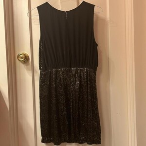 VTG Anthropologie / Boundary & Co. gold sequin mini dress with open panel, mesh back GORGEOUS image 3