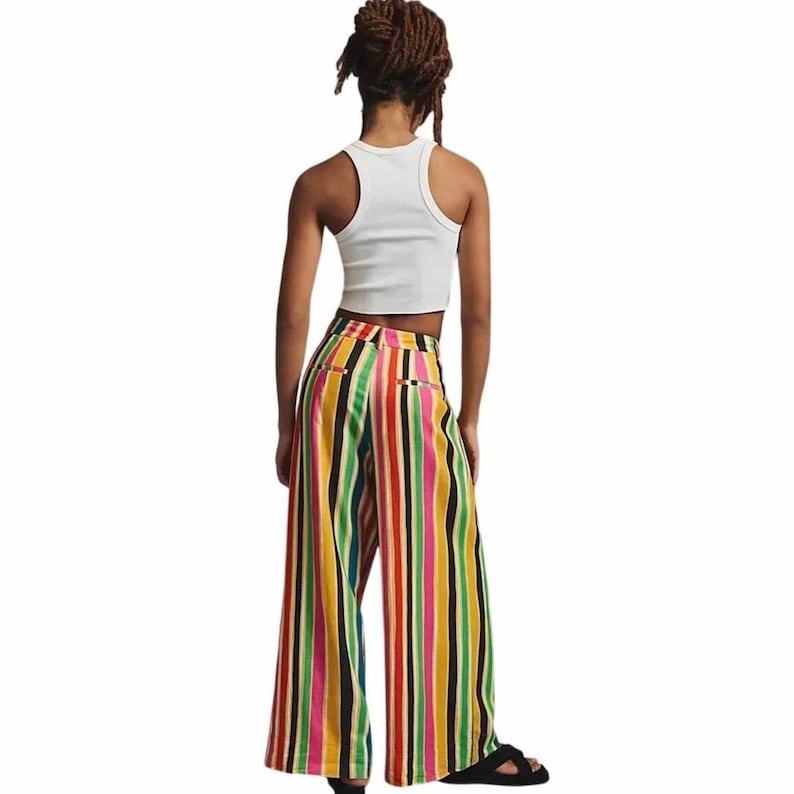 NWT Farm Rio x Anthropologie wide leg rainbow striped linen pant XL image 3