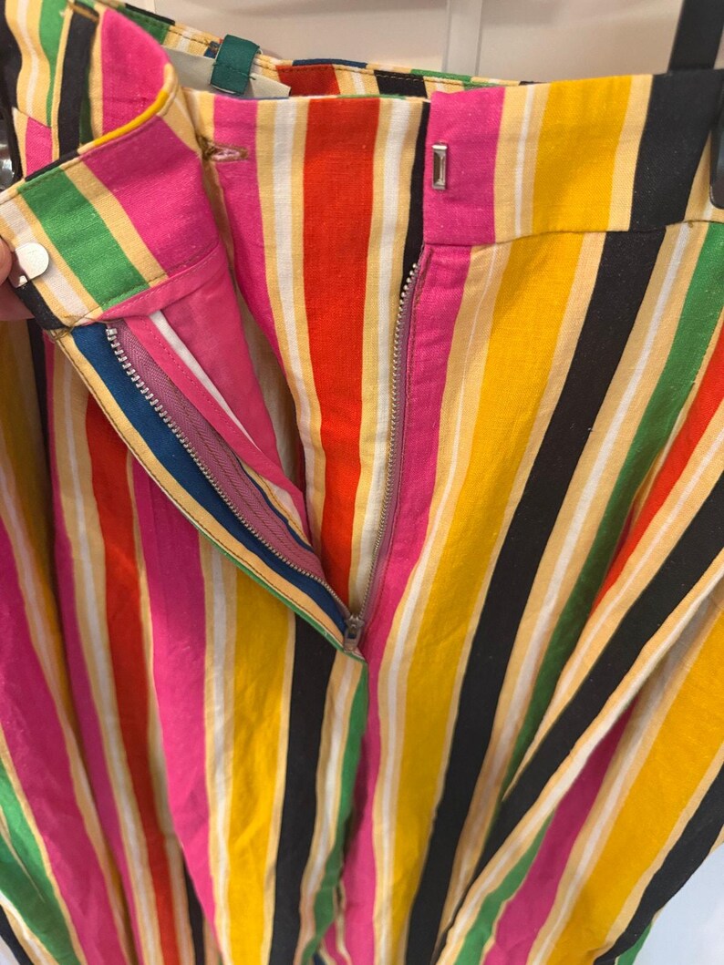 NWT Farm Rio x Anthropologie wide leg rainbow striped linen pant XL image 10