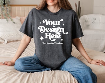 Gildan 5000 Mockup Dark Heather, 5000 Gildan Mockup, Gildan Dark Heather Mockup, Gildan Shirt Mockup, Boho T-shirt Mockup, Trendy Mockup