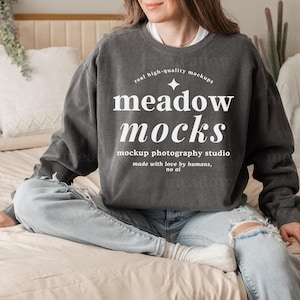 Comfort Colors 1566 Mockup Pepper, Comfort Colors Sweatshirt Mockup, 1566 Pepper Mockup, Boho Model Mockup, Trendy Mock, Real Person Mockup