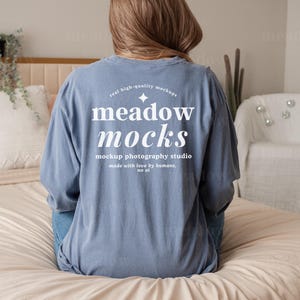 Comfort Colors 6014 Mockup Blue Jean, Comfort Colors Mockup, Long Sleeve Mockup, 6014 Blue Jean Mockup, Model Mockup, Real Person Mockup