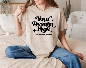 Gildan 5000 Mockup Sand, 5000 Gildan Mockup, Gildan Sand Mockup, Gildan Shirt Mockup, Boho T-shirt Mockup, Trendy Tshirt Mockup, 5000 Sand