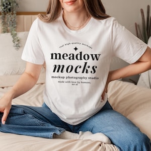 Bella Canvas 3001 Mockup wit, Bella Canvas Mockup, Wit Mockup, Wit T-shirt Mockup, Shirt Model Mockup, Boho Mockup, Mockup Echte Persoon, Model T-shirt