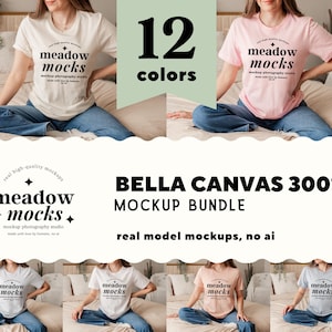 Bella Canvas 3001 Mockup Bundle, T-Shirt Mockup Bundle, Shirt Mockup Bundle, Bella Canvas Mockup Bundle, Modell Mockup, Real Person Mockup