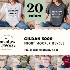 Gildan 5000 Mockup Bundle, Trendy Gildan Mockup, Boho Tshirt Mockup Gildan, Gildan Model Mockup, Gildan Shirt Mockup, Real Person Mockups