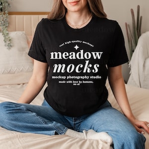 Bella Canvas 3001 Mockup Black, Bella Canvas Mockup, Black Mockup, Black T-shirt Mockup, Shirt Model Mockup, Boho Mockup, Real Person Mockup