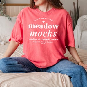 Comfort Colors 1717 Mockup Watermelon, Comfort Colors Mockup, Trendy Model Mockup, Boho Tshirt Mockup, Pink Shirt Mockup, Watermelon Mockup