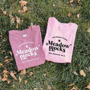 Group Bella Canvas 3001 Mockup | Mauve BC3001 Folded T-Shirt Mock Up | Pink Flat Lay Shirt Mock-Up | Couple Family Trendy Cozy Aesthetic