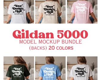 Gildan 5000 Mockup Bundle, Trendy Gildan Mockup, Boho Tshirt Mockup Gildan, Gildan Model Mockup, Gildan Shirt Mockup, Real Person Mockups