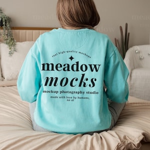 Comfort Colors 1566 Mockup Chalky Mint, Comfort Colors Sweatshirt Mockup, 1566 Chalky Mint Mockup, Boho Model Mockup, Real Person Mockup