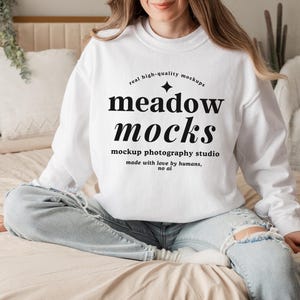 Comfort Colors 1566 Mockup White, Comfort Colors Sweatshirt Mockup, 1566 White Mockup, Boho Model Mockup, Trendy Mockup, Real Person Mockup