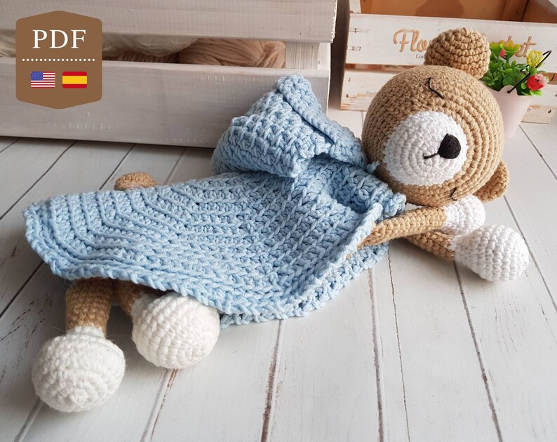 Crochet Pattern, Lovey Bear Security Blanket, Bear Comforter Pattern