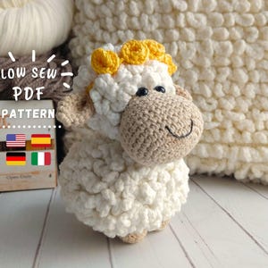 Patrón Crochet, Oveja Olí, Amorosa Ovejita Amigurumi, Tutorial PDF en Español, Inglés y Alemán