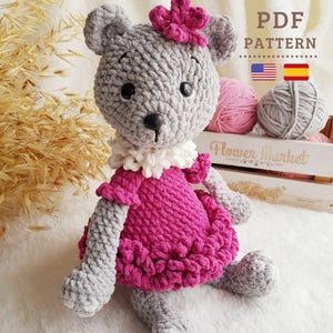 Crochet Pattern, Mom Bear and Little Baby Bears, Amigurumi Lovely Bear Family, Englsih and Spanish Tutorial