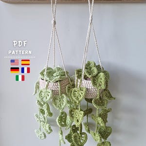 Patrón de Monstera colgante a crochet / Cesta colgante de pared a crochet para plantas / Patrón de maceta Monstera a crochet / Tutorial en PDF para plantas colgantes a crochet (DIY)