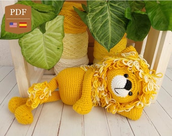 Crochet Pattern, Amigurumi Friendly Lion, Simmon the Lion Pattern, English and Spanish PDF