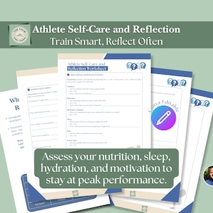 Sports psychology worksheet for athletes Self care reflection journal for athletes Printable athlete performance tracker and journal sports