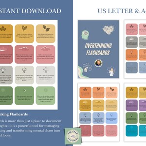 Overthinking Card Printable Flashcards to Stop Overthinking CBT Flashcards for ...