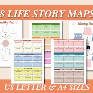 Planilha de mapa de identidade interativo para adolescentes Planilha de mentalidade de crescimento para impressão para adolescentes Mapa de identidade personalizado para estudantes adolescentes