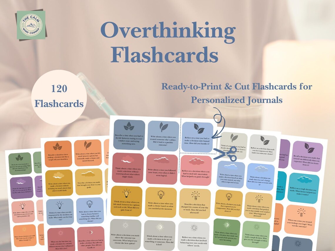 Overthinking Card Printable Flashcards to Stop Overthinking CBT Flashcards for ...