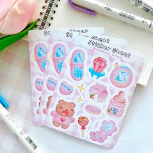 Feuille d'autocollants girly nostalgie | Enfance | Fait main | | Mat | Vinyle | Kawaii | Papeterie | déco | Polco | Bujo | Revue | Correspondant | Cadeau